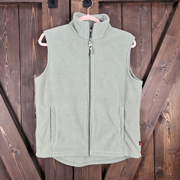 Woolrich Jackets & Blazers - Woolrich Pale Green Fleece Full Zip Vest with Pockets Women's Medium